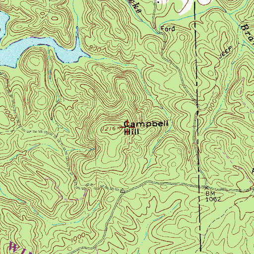 Topographic Map of Campbell Hill, GA
