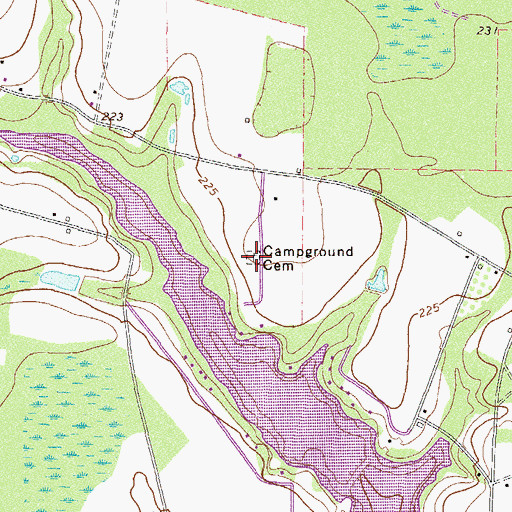 Topographic Map of Campground Cemetery, GA