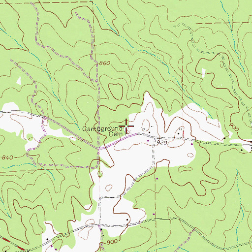 Topographic Map of Campground Cemetery, GA