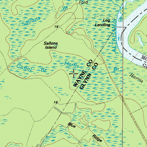 Topographic Map of Canal Branch, GA