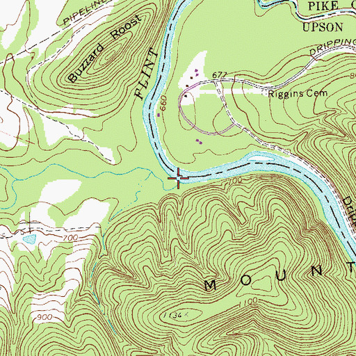 Topographic Map of Cane Creek, GA