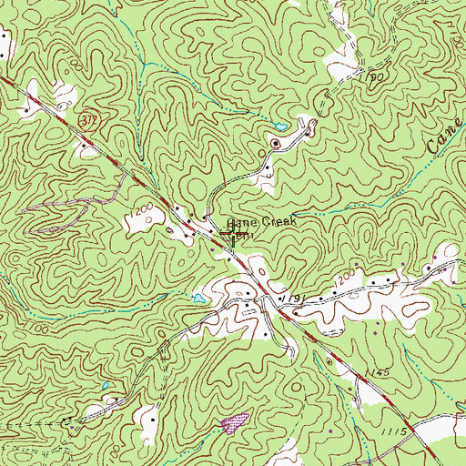 Topographic Map of Cane Creek Cemetery, GA