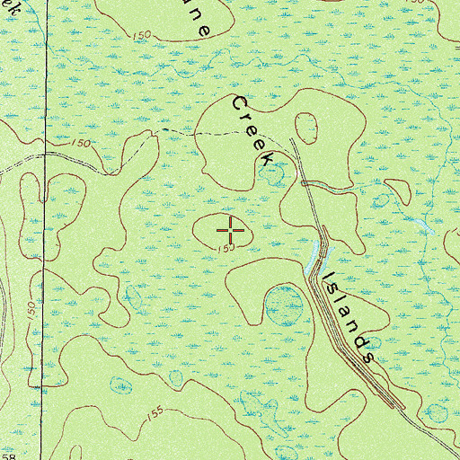 Topographic Map of Cane Creek Islands, GA