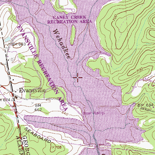 Topographic Map of Caney Creek, GA