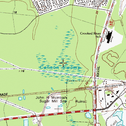 Topographic Map of Cannon Swamp, GA