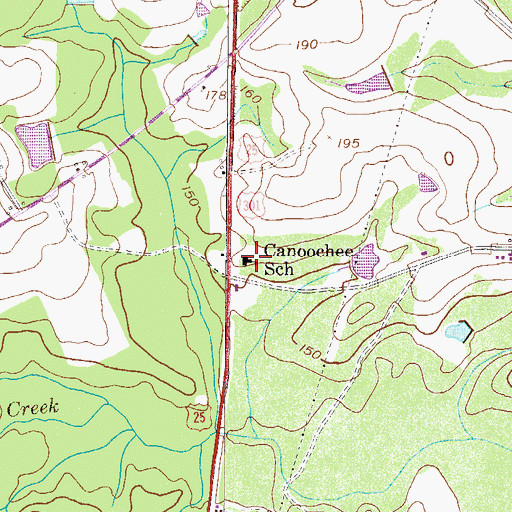 Topographic Map of Canoochee School, GA