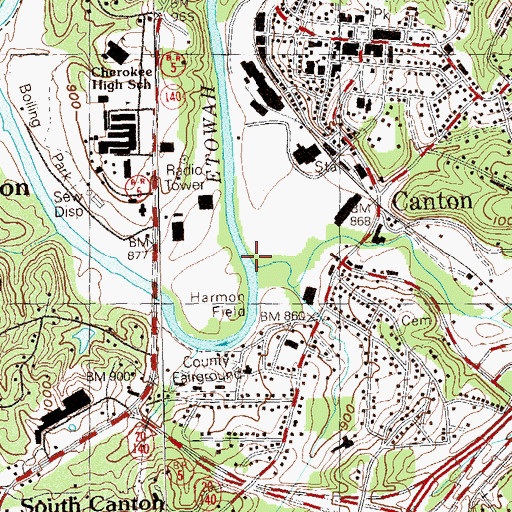 Topographic Map of Canton Creek, GA