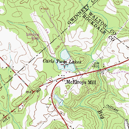 Topographic Map of Carls Twin Lakes, GA