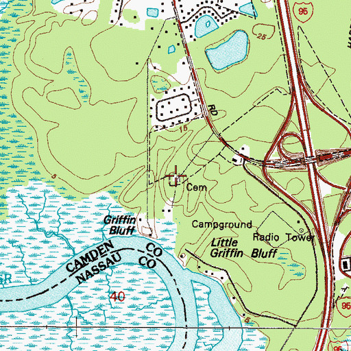 Topographic Map of Carlton Cemetery, GA