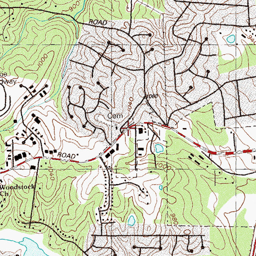 Topographic Map of Carmel Church, GA