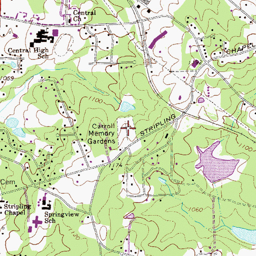 Topographic Map of Carroll Memory Gardens, GA
