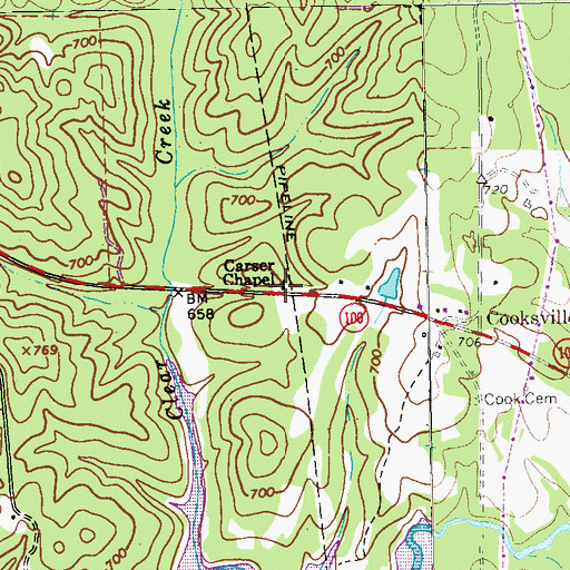 Topographic Map of Carser Chapel, GA