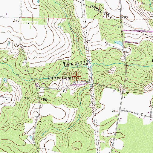 Topographic Map of Carter Cemetery, GA