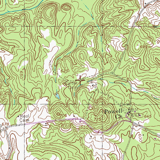 Topographic Map of Carter Cemetery, GA