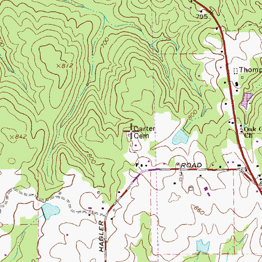Topographic Map of Carter Cemetery, GA