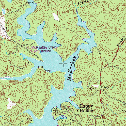 Topographic Map of Carter Creek, GA