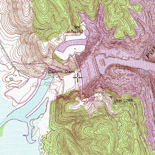 Topographic Map of Carters Dam, GA