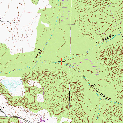 Topographic Map of Carters Mill Creek, GA