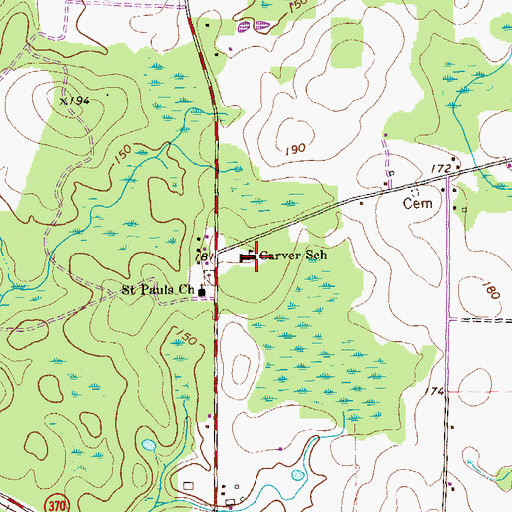 Topographic Map of Carver School, GA