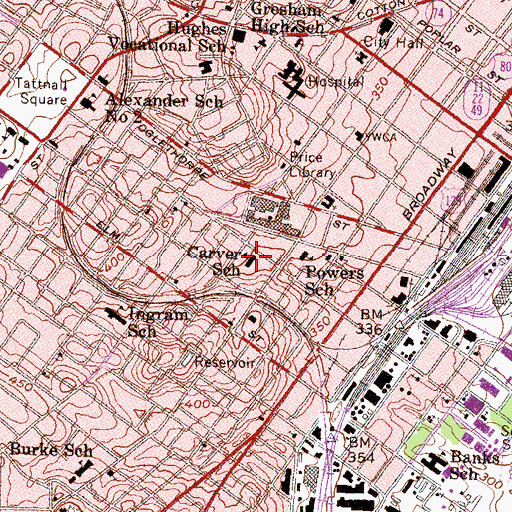 Topographic Map of Carver School, GA