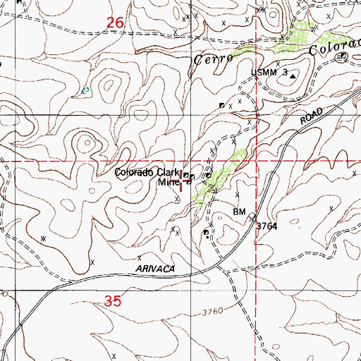 Topographic Map of Colorado Clark Mine, AZ