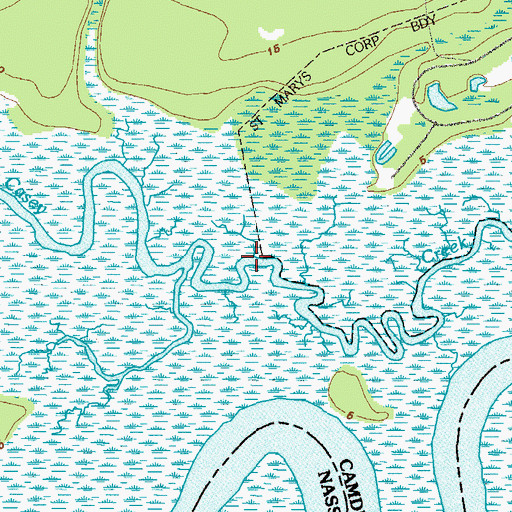Topographic Map of Casey Creek, GA