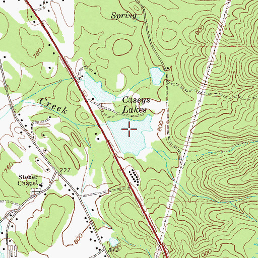 Topographic Map of Caseys Lakes, GA