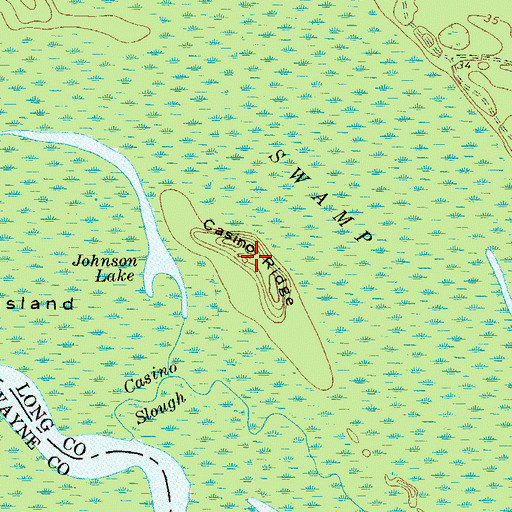 Topographic Map of Casino Ridge, GA