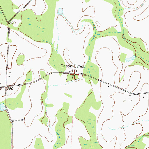 Topographic Map of Cason-Bynes Cemetery, GA