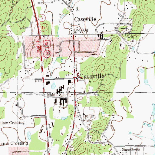 Topographic Map of Cassville, GA