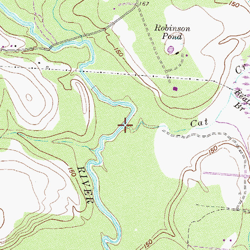 Topographic Map of Cat Creek, GA