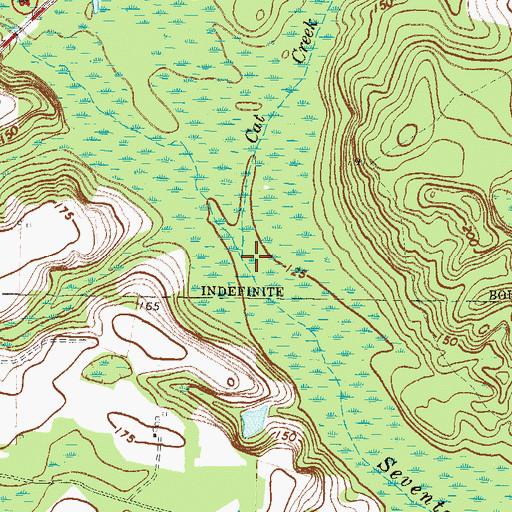 Topographic Map of Cat Creek, GA