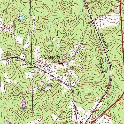 Topographic Map of Cataula School, GA