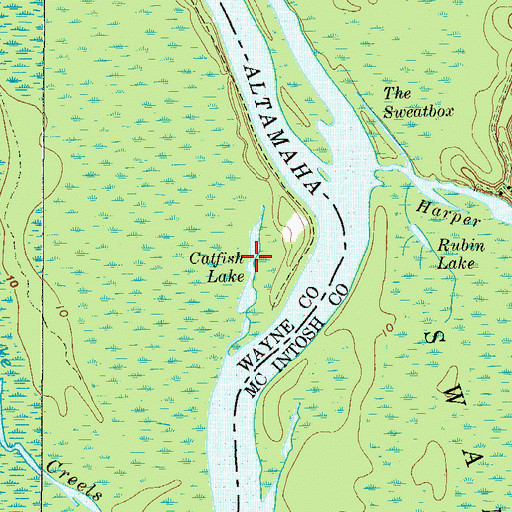 Topographic Map of Catfish Lake, GA
