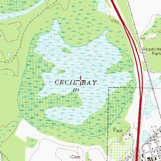Topographic Map of Cecil Bay, GA