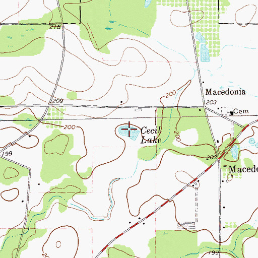 Topographic Map of Cecil Lake, GA