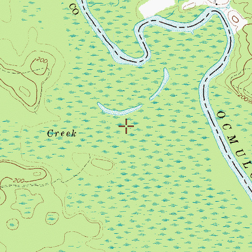 Topographic Map of Cedar Creek, GA
