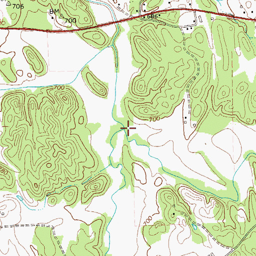 Topographic Map of Cedar Creek, GA