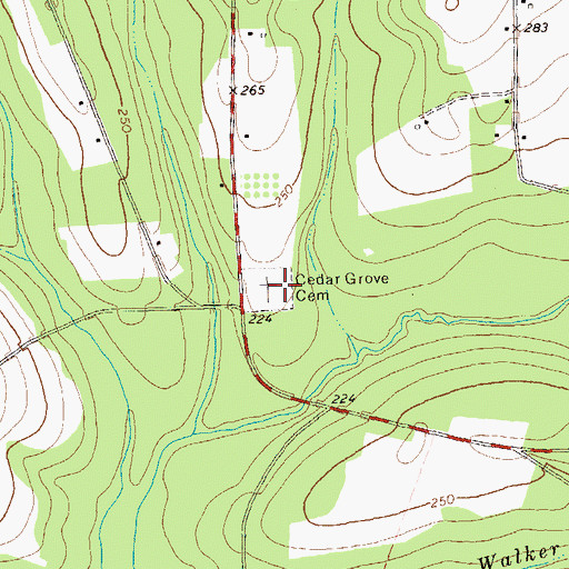 Topographic Map of Cedar Grove Cemetery, GA