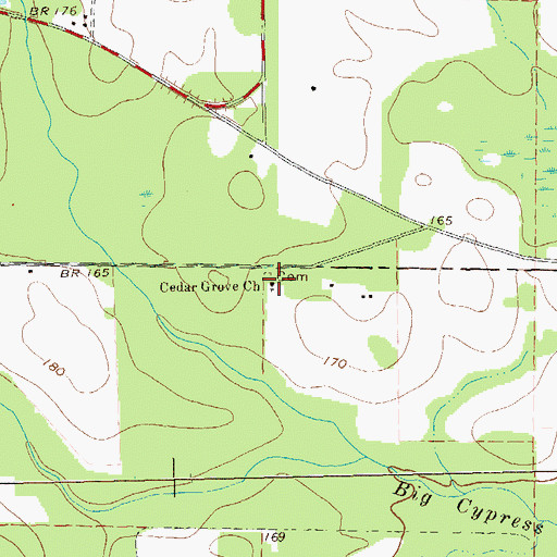Topographic Map of Cedar Grove Cemetery, GA