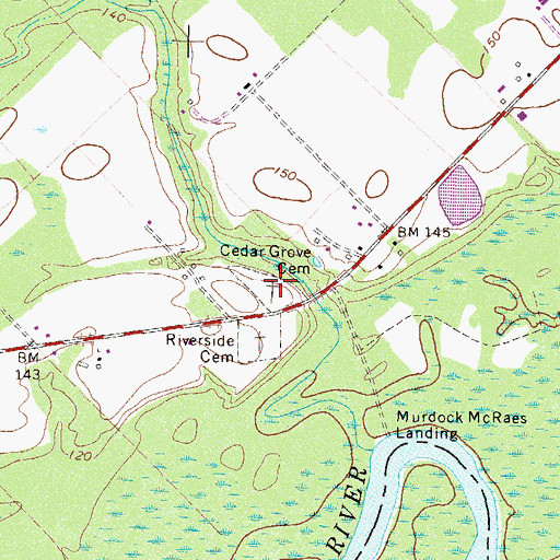 Topographic Map of Cedar Grove Cemetery, GA