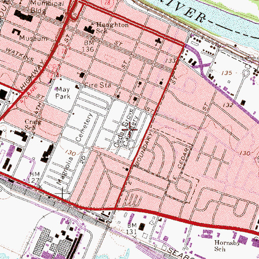 Topographic Map of Cedar Grove Cemetery, GA