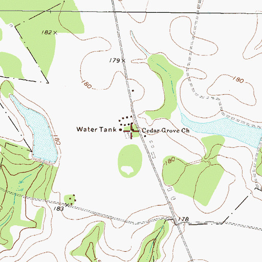 Topographic Map of Cedar Grove Church, GA