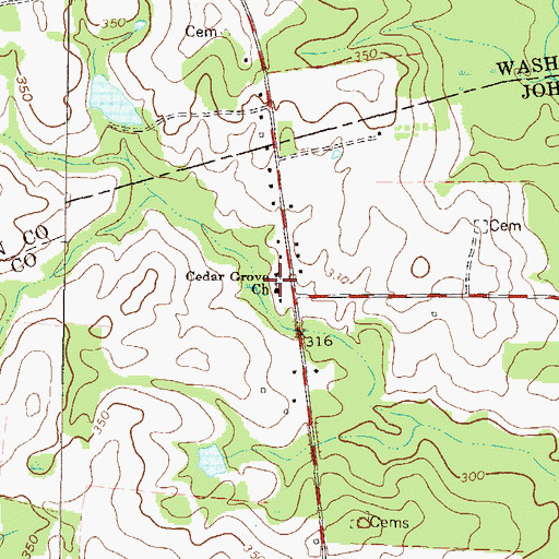 Topographic Map of Cedar Grove Church, GA
