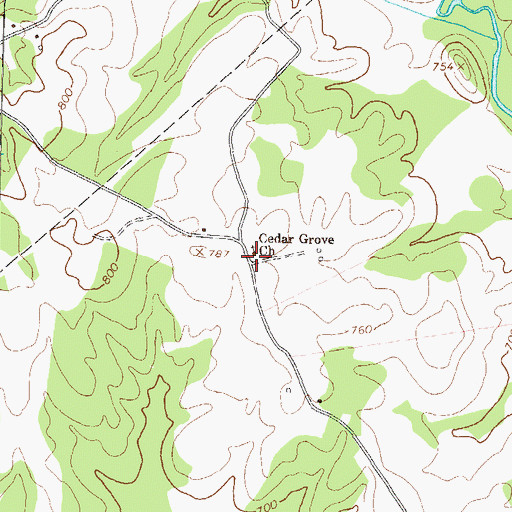 Topographic Map of Cedar Grove Church, GA