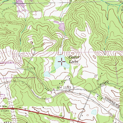 Topographic Map of Cedar Lake, GA