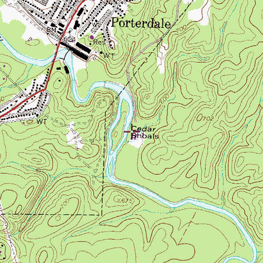 Topographic Map of Cedar Shoals, GA