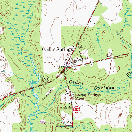 Topographic Map of Cedar Springs, GA