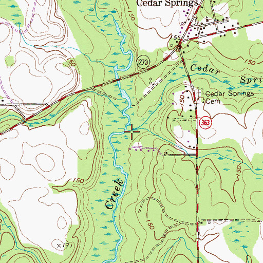 Topographic Map of Cedar Springs Branch, GA