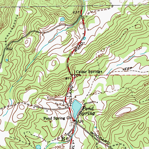 Topographic Map of Cedar Springs Church, GA